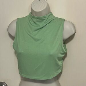 Naked Wardrobe kiwi Green Sleeveless Fitted Crop Tank
